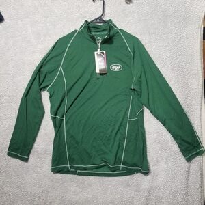 New York Jets Sweater Adult Med Grey Green Quarter Zip Pullover Men Tommy Bahama